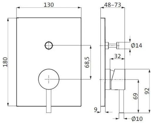Εξωτερικά μέρη μπαταρίας λουτρού Herzbach DESIGN iX-Mauro
