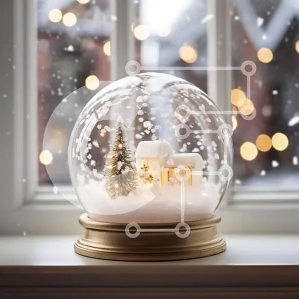 Intra Συλλεκτικό Ξύλινο Παζλ Plywood  4mm - Snow Globe με διακοσμητική νιφάδα χιονιού και μικρό σπίτι Σε Ξύλινο Κουτί - Διαστάσεις Puzzle: 10x10 cm – 25 κομμάτια