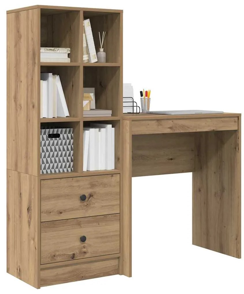 vidaXL Γραφείο με αποθηκευτικό χώρο με συρτάρι 2 pcs artisan δρυς