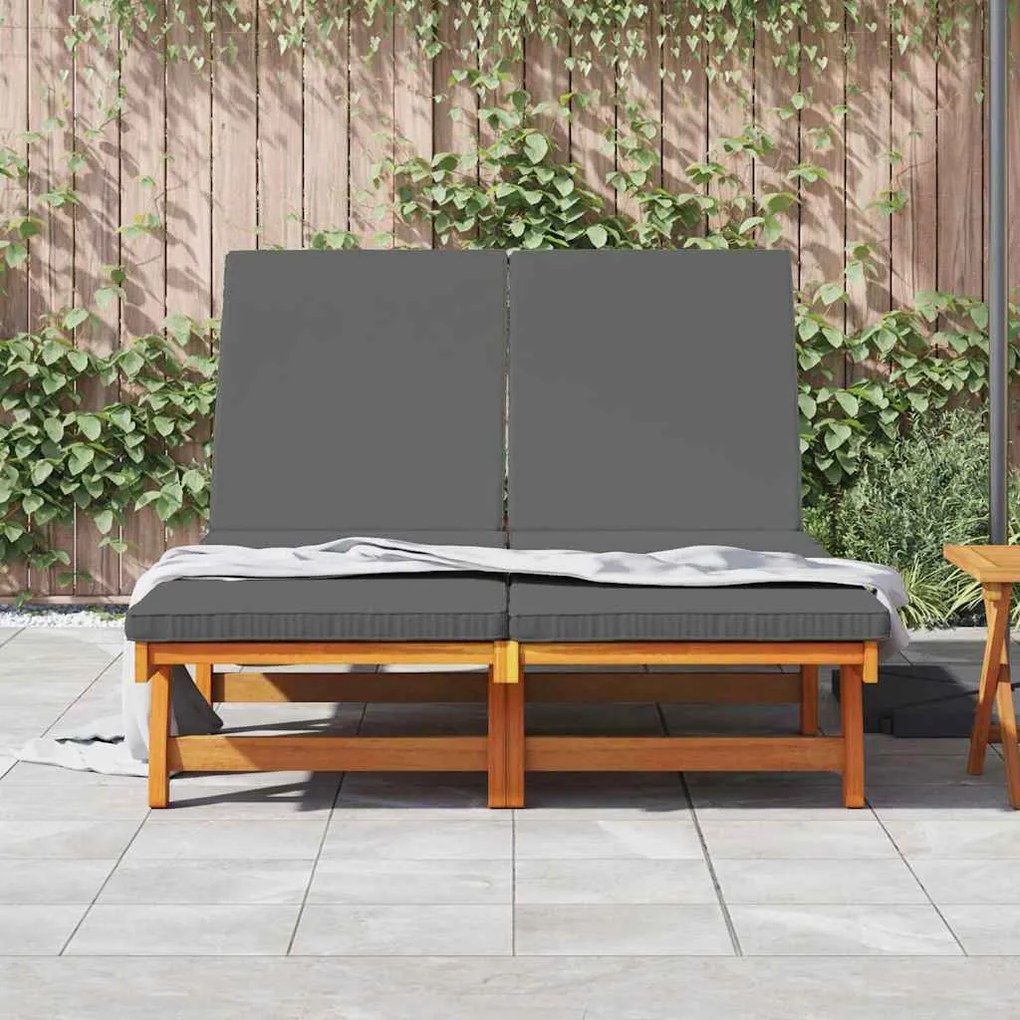 vidaXL Ξαπλώστρα 2-πρόσωπο Καφέ 125 x 200 x 84 εκ. Μασίφ ξύλο ακακίας