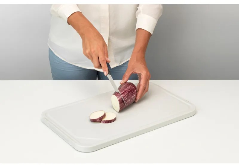 Τραπέζι κοπής και σερβιρίσματος Brabantia Tasty+ 1003308, 40x25 cm, Αντιολισθητικό, Εύκολο στο καθάρισμα, Ανοιχτό γκρι