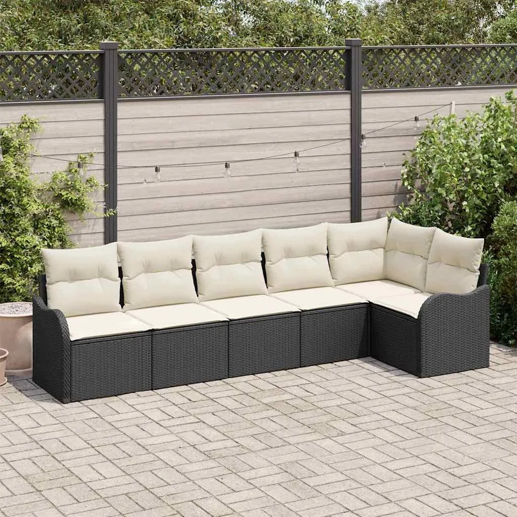 vidaXL Σετ Καναπέ Κήπου με μαξιλάρι 6 pcs Μαύρο Πολυ ράταν