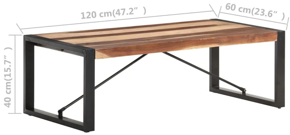 vidaXL Τραπεζάκι Σαλονιού 120 x 60 x 40 εκ. από Μασίφ Ξύλο