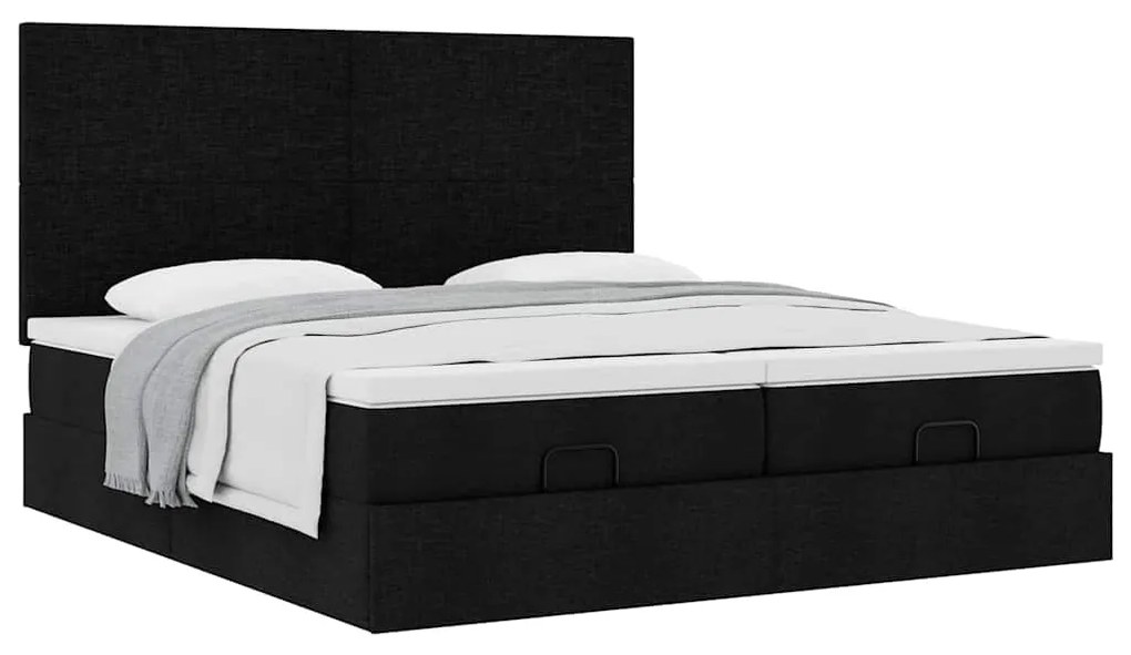 vidaXL Οθωμανικό κρεβάτι με στρώματα Μαύρο 180x200cm Ύφασμα