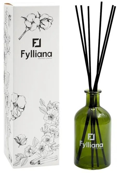 Αρωματικό Χώρου Γυάλινο Μπουκαλάκι με Sticks FL013 Fylliana "Σαμπάνια" Πράσινο χρώμα με Συσκευασία Δώρου 200ml
