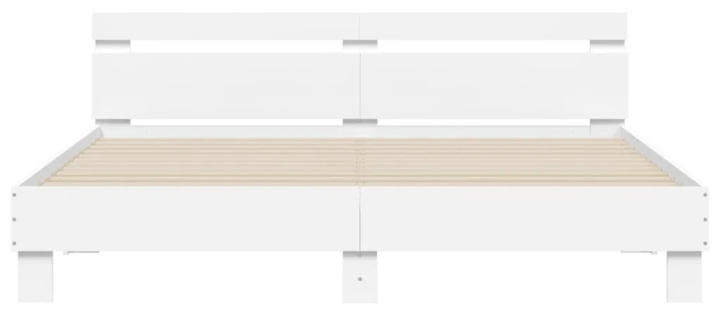 vidaXL Πλαίσιο Κρεβατιού με Κεφαλάρι Λευκό 180x200εκ. Μασίφ Επεξ. Ξύλο