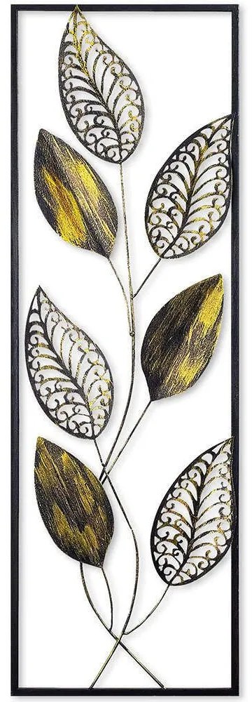 Διακοσμητικό Τοίχου Leaf 891TNL1567 90x5x32cm Black-Gold Wallity Μέταλλο