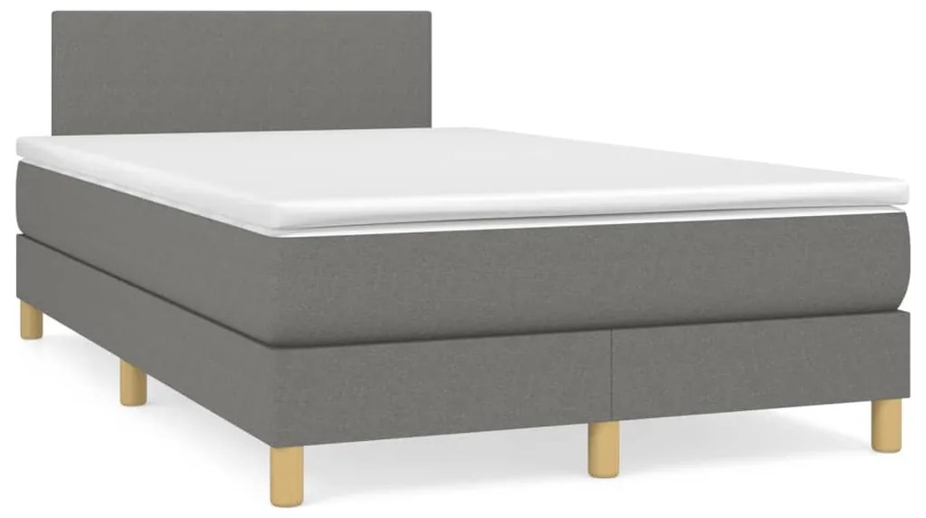 vidaXL Κρεβάτι Boxspring με Στρώμα Σκούρο Γκρι 120x190 εκ Υφασμάτινο