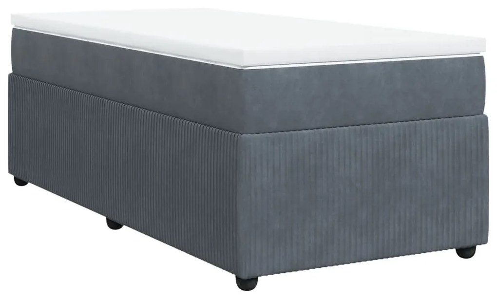 vidaXL Κρεβάτι Boxspring με Στρώμα Σκούρο Γκρι 100x200 εκ. Βελούδινο