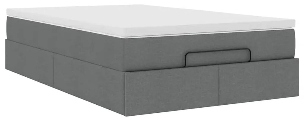 vidaXL Οθωμανικό κρεβάτι με στρώμα Σκούρο γκρι 120x190 cm Ύφασμα