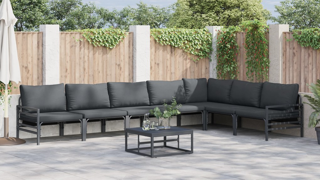 vidaXL Σετ Καναπέ Κήπου 7 pcs Ανθρακί Ατσάλι