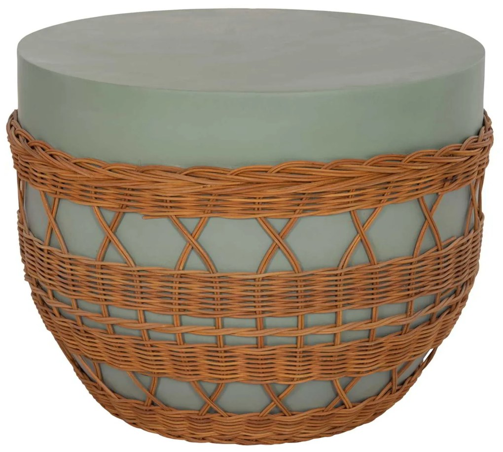 ΤΡΑΠΕΖΙ ΣΑΛΟΝΙΟΥ VILHENA HM18165 FIBER CEMENT ΠΡΑΣΙΝΟ-RATTAN ΦΥΣΙΚΟ Φ56x47Υεκ.