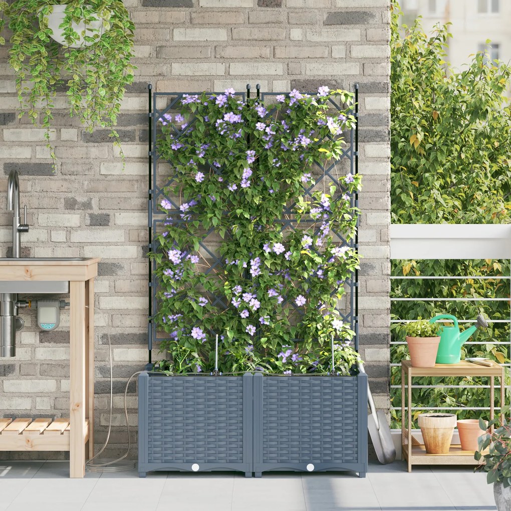 vidaXL Γλάστρες Κήπου 1 τεμ Ανοιχτό γκρι 80 x 40 x 142 cm Πλαστικό