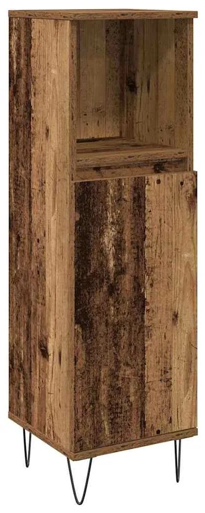 vidaXL Σετ Επίπλων Μπάνιου με πόρτα 3 pcs Παλιό Ξύλο 30 x 30 x 180 cm