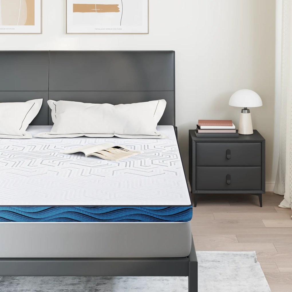 vidaXL Στρώματα Λευκό και Μπλε 200 x 200 cm