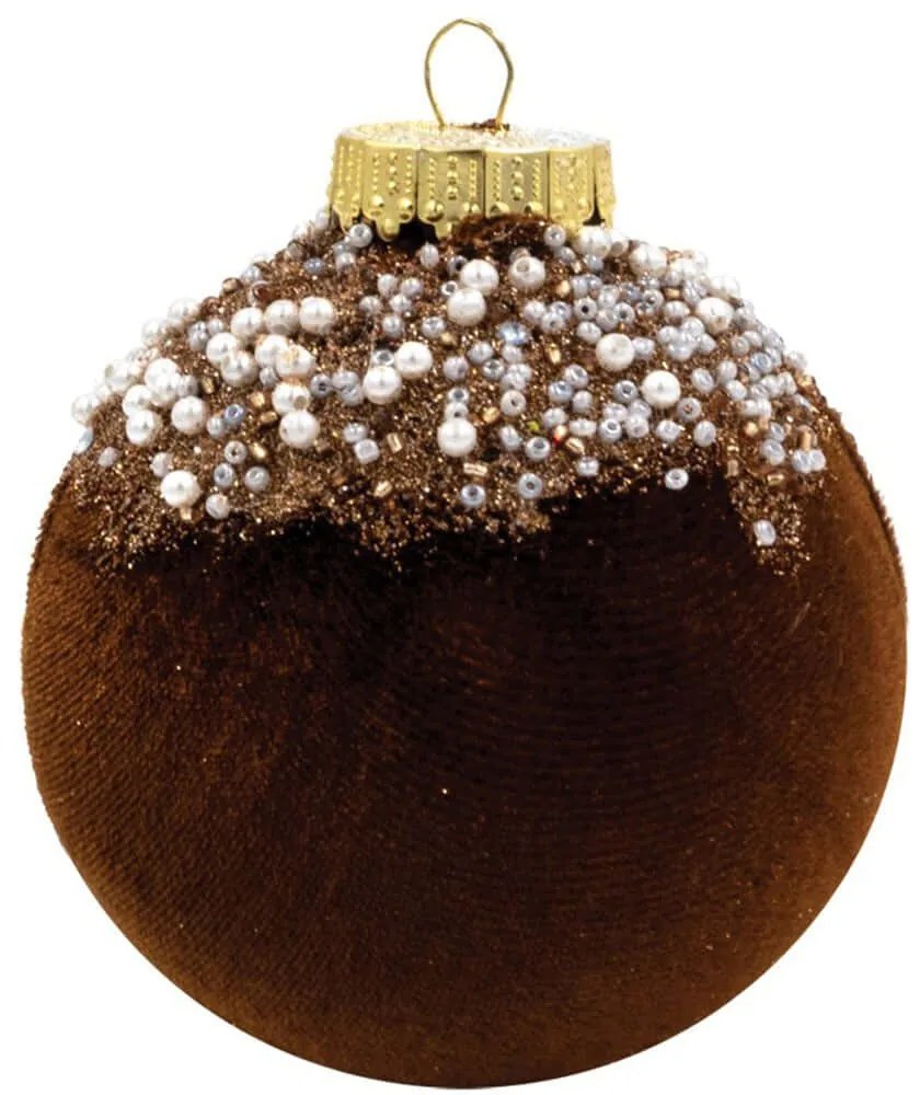 Χριστουγεννιάτικες Μπάλες Βελούδινες (Σετ 2Τμχ) 26260 12cm Brown