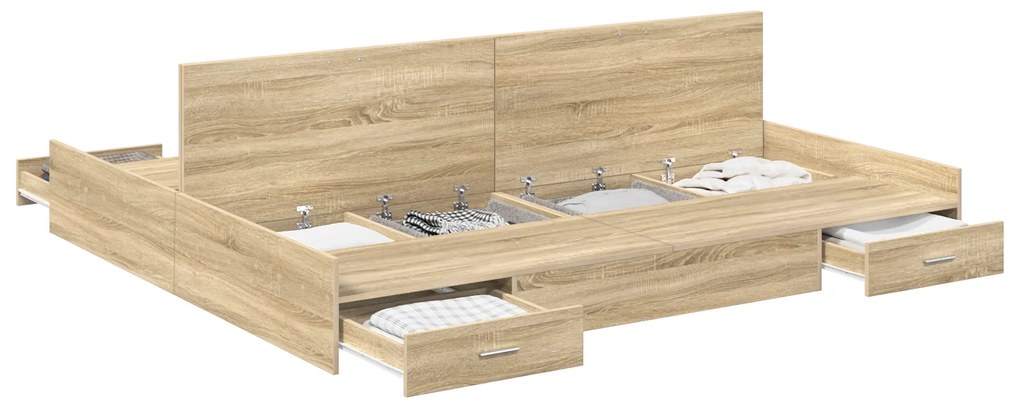 vidaXL Κρεβάτι με αποθηκευτικό χώρο Sonoma Δρυς 200 x 200 cm
