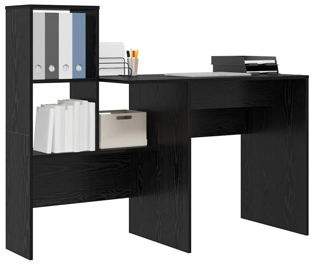 vidaXL Γραφείο Μαύρη Οξυά 131,5 x 50 x 106,5 εκ. Επεξεργασμένο ξύλο