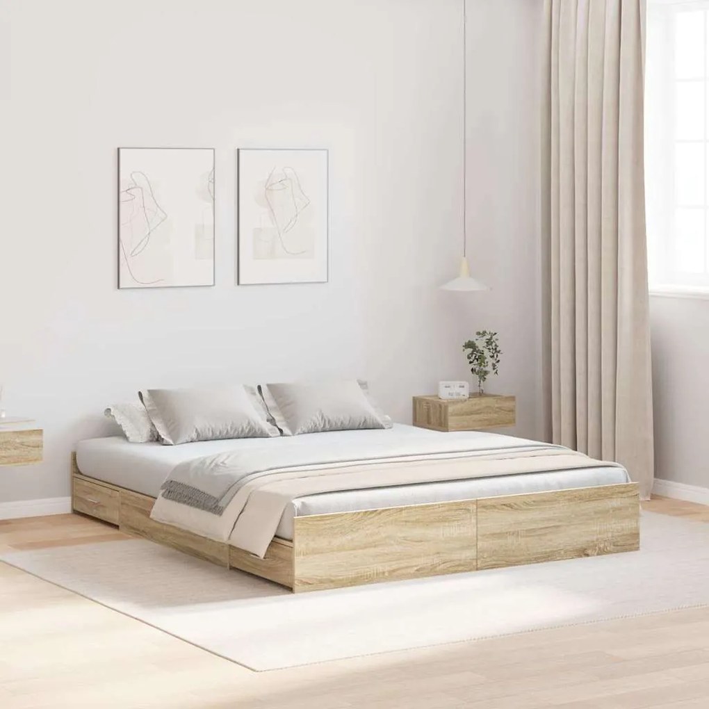 vidaXL Κρεβάτι με αποθηκευτικό χώρο Sonoma Δρυς 160 x 200 cm