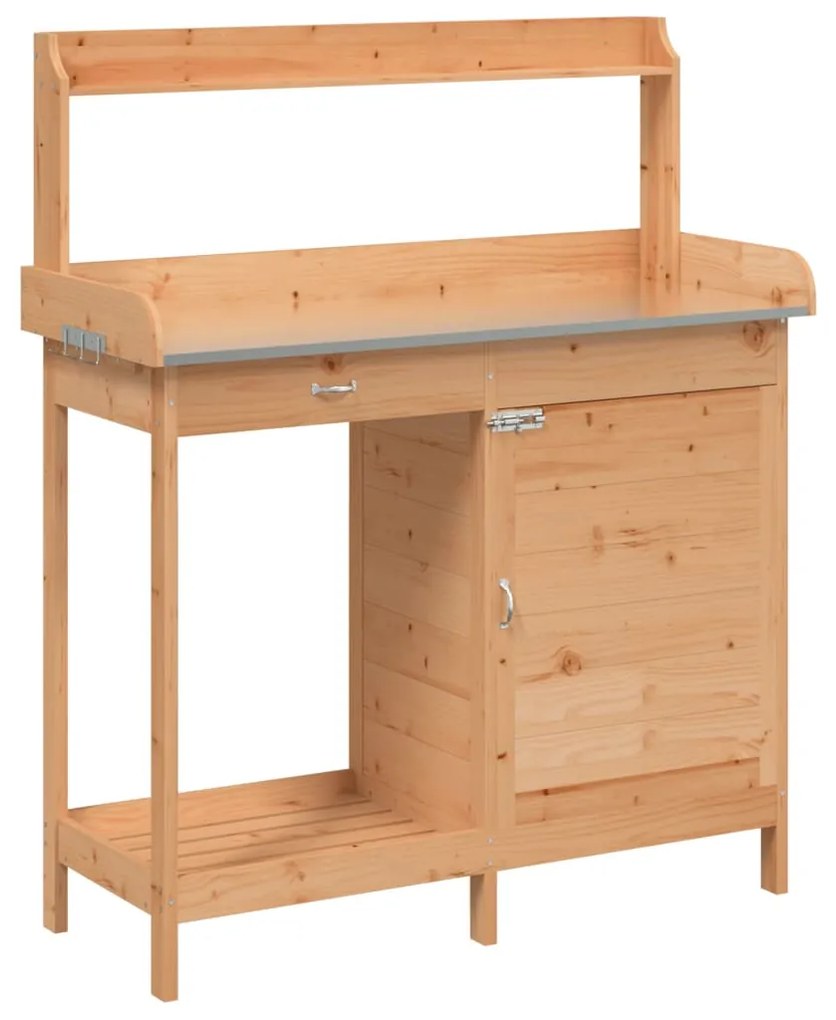 vidaXL Τραπέζι για Γλάστρες+Ντουλάπι Καφέ 110,5x45x124,5εκ Μασίφ Ελάτη