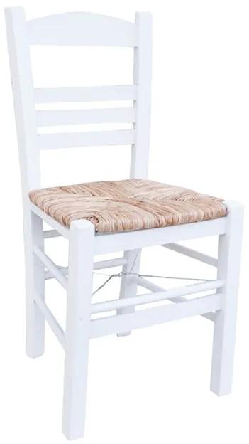 Ρ969,Ε8 ΣΙΦΝΟΣ Καρέκλα Οξιά Βαφή Εμποτισμού Λάκα Άσπρο, Κάθισμα Ψάθα  41x45x88cm Ξύλο/Ψάθα, , 1 Τεμάχιο