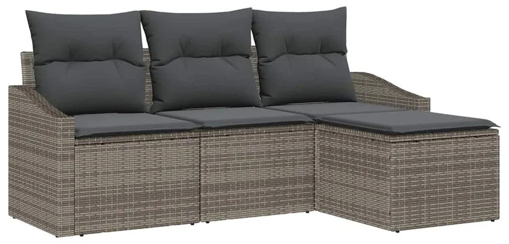 vidaXL Σετ Καναπέ Κήπου 4 pcs Γκρι Πολυ ράταν
