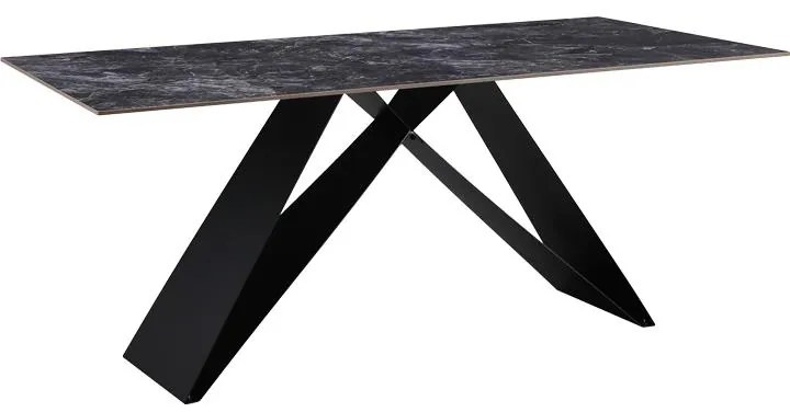 Τραπέζι Meja pakoword Sintered stone μαύρο με μεταλλικά πόδια σε μαύρη απόχρωση 180x90x76εκ 180x90x76 εκ.
