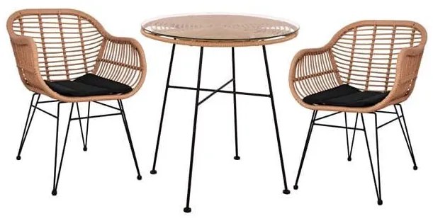 Τραπεζαρίας Σετ 3Τμχ Allegra Φ70Χ74Υ Beige &amp; Black HM10476 2 Θέσεων