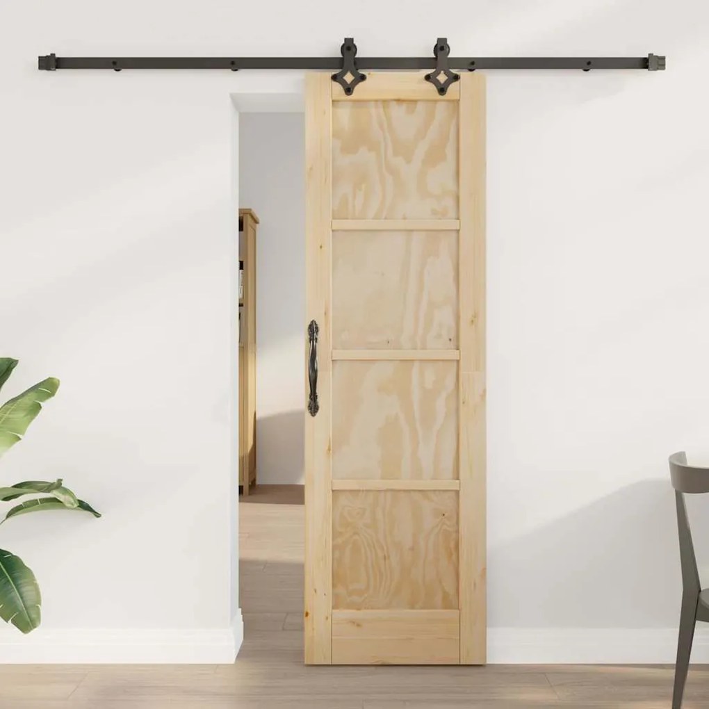 vidaXL Σετ Συρόμενης Πόρτας ORKDAL Φυσικό και μαύρο 61 x 198.5 εκ.