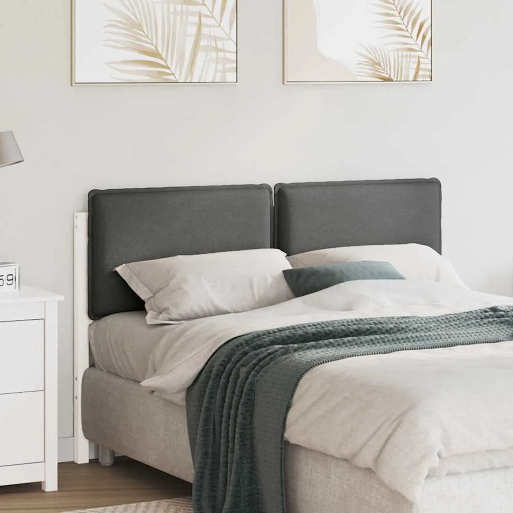 vidaXL Ταπετσαρισμένο κεφαλάρι Λευκό και Ανοιχτό Γκρι 150 cm