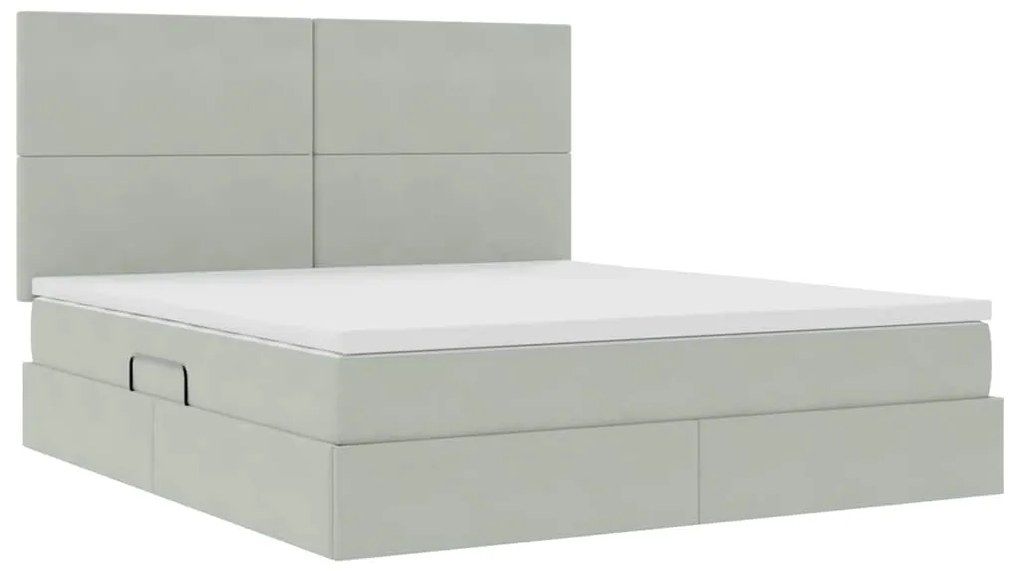 vidaXL Κρεβάτι με αποθηκευτικό χώρο και LED Ανοιχτό γκρι 160 x 200 cm