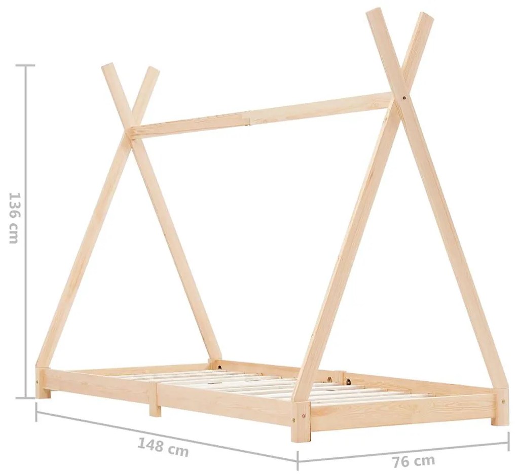 vidaXL Πλαίσιο Κρεβατιού Παιδικό 70 x 140 εκ. Μασίφ Ξύλο Πεύκου