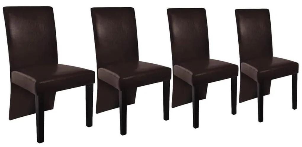 Καρέκλες Τραπεζαρίας 4 τεμ. Σκούρο Καφέ από Συνθετικό Δέρμα - Καφέ