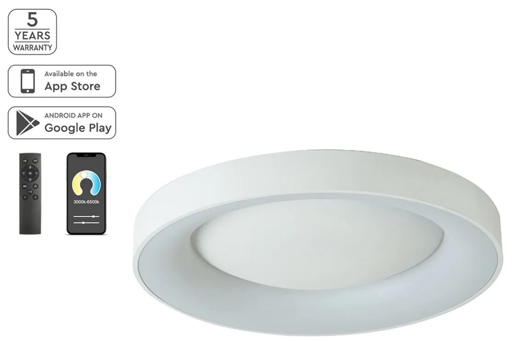 Φωτιστικό Πλαφονιέρα LED Dimmable Smart WiFi Homelighting Amaya 77-8155 White