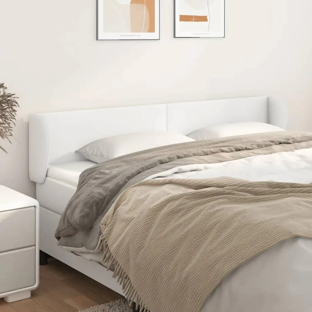 vidaXL Κεφαλάρι με Πτερύγια Λευκό 163x23x78/88 εκ. Συνθετικό Δέρμα