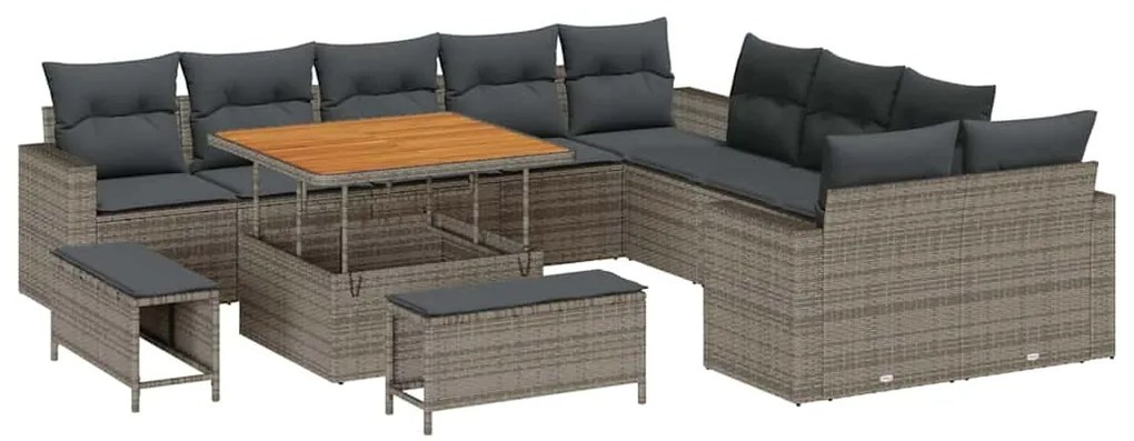 vidaXL Σετ Καναπέ Κήπου 13 pcs Γκρι συνθετικό ρατάν