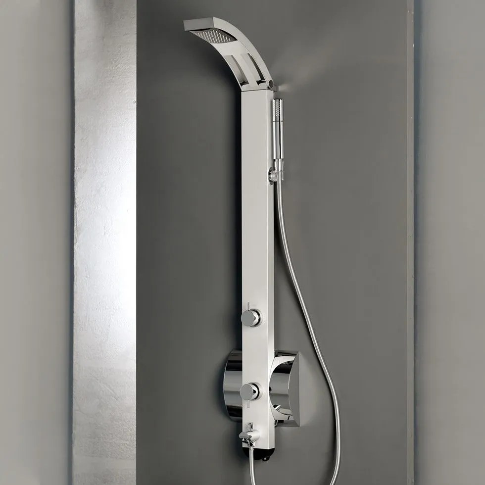 Dolce Vita Idea Satin Chrome Στήλη Nτους Θερμομικτική 2 εξόδων Από Μασίφ Αλουμίνιο, 131,4 εκ.