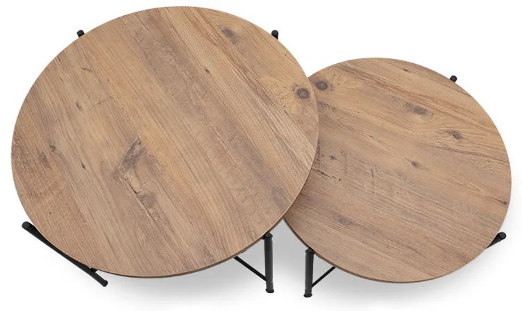 Σετ τραπεζάκια σαλονιού Zayden Megapap 2 τμχ χρώμα pine oak 65x65x52εκ.