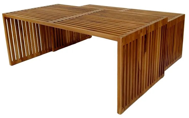 Τραπέζι Tinnie C027 σετ 2τεμ teak ξύλο σε φυσική απόχρωση 110x60x46 εκ.