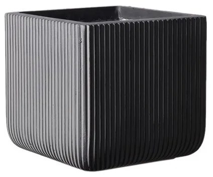 Supergreens Γλάστρα Πήλινη Τετράγωνη ''Stripe'' Γκρι L 37x37x33 εκ.