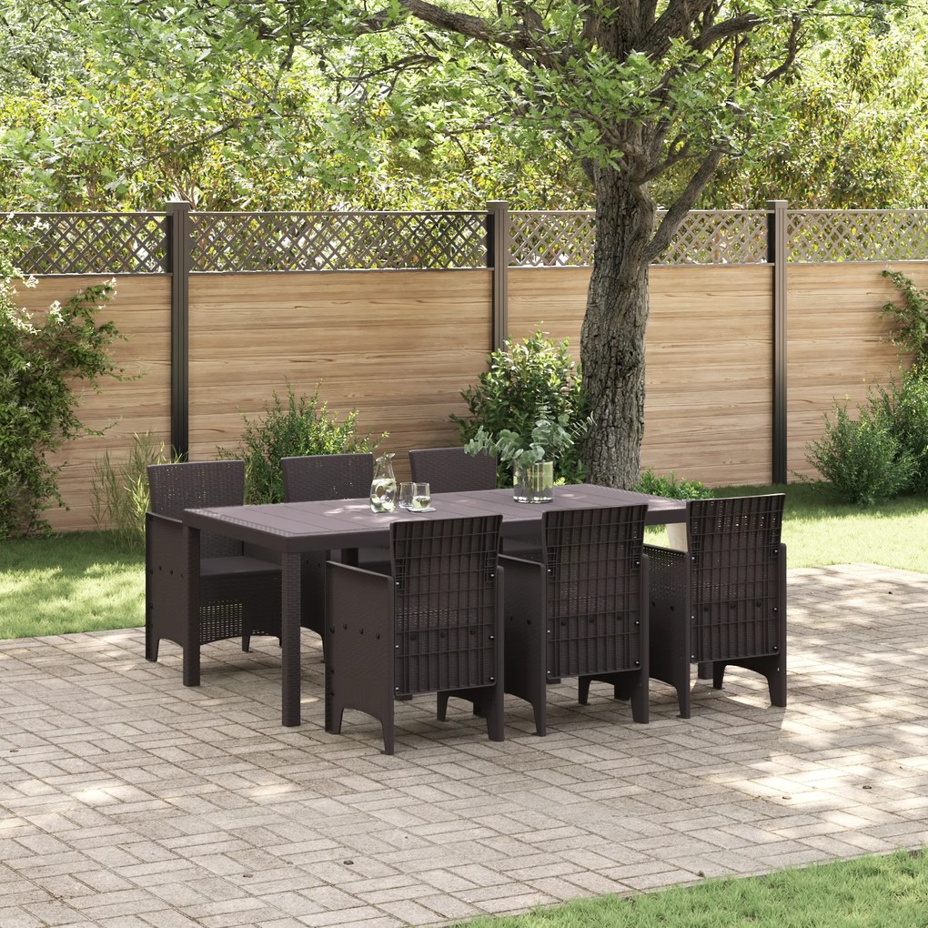vidaXL Σετ Φαγητού Κήπου 7 pcs Καφέ 200 x 100 x 73 εκ.