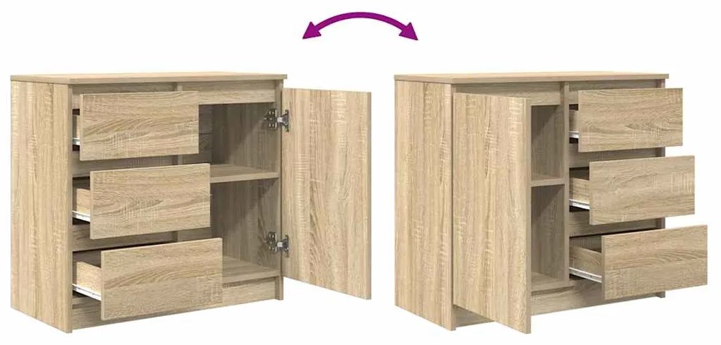 Συρταριέρα με Συρτάρια Sonoma Δρυς 71x35x65 εκ. από Επεξ. Ξύλο - Καφέ
