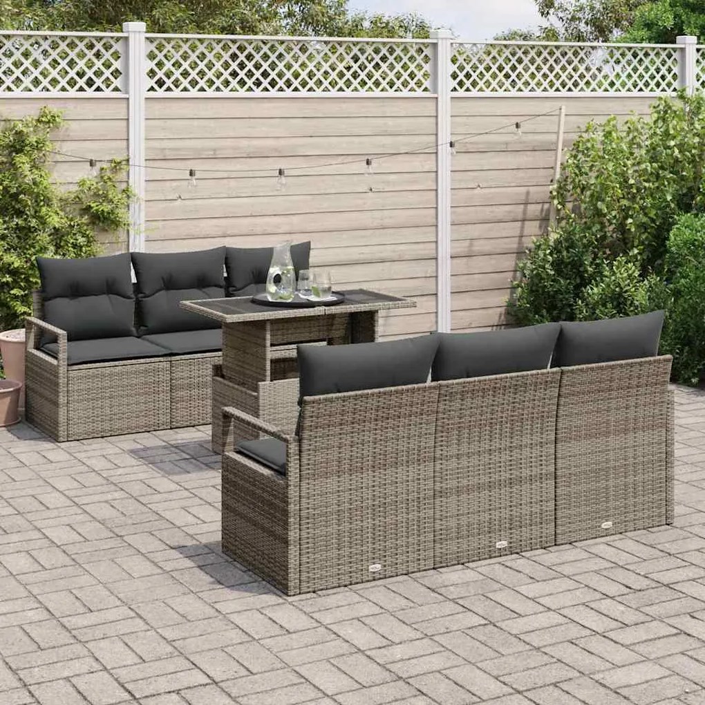 vidaXL Σετ Καναπέ Κήπου με μαξιλάρι 7 pcs Γκρι 100 x 55 x 73 εκ
