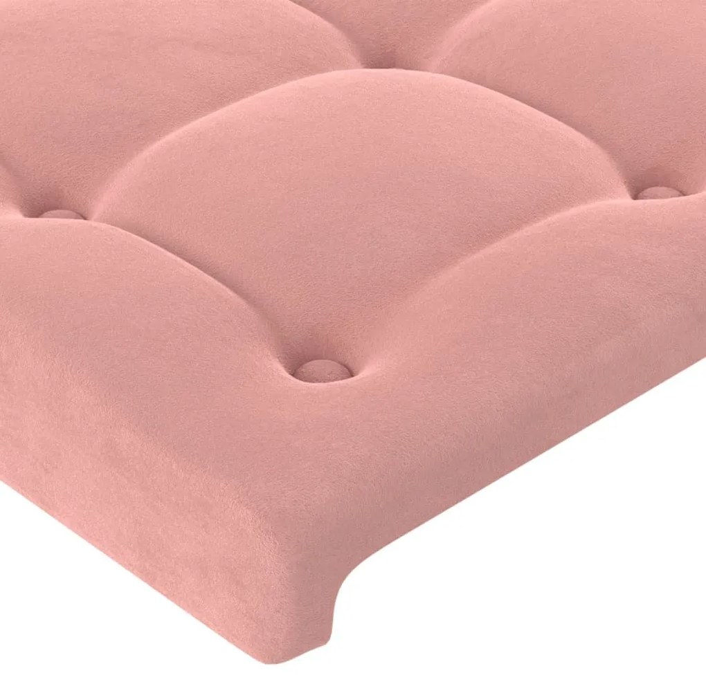 Πλαίσιο Κρεβατιού με Κεφαλάρι Ροζ 90x200 εκ. Βελούδινο - Ροζ
