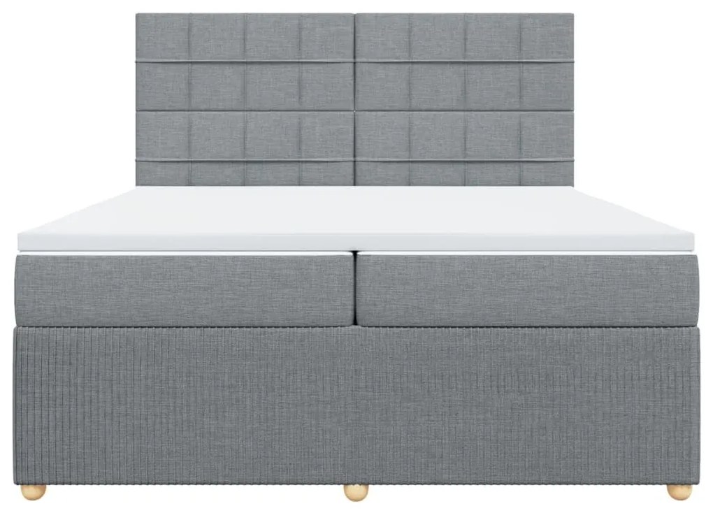 Κρεβάτι Boxspring με Στρώμα Ανοιχτό Γκρι 200x200 εκ. Υφασμάτινο - Γκρι