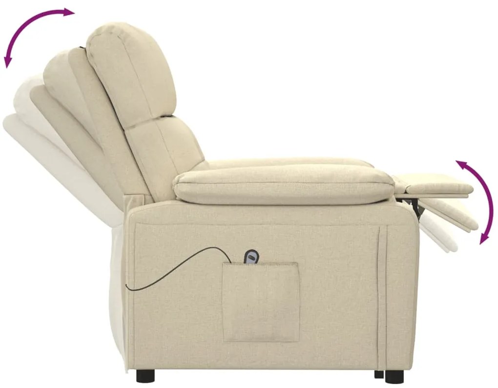 vidaXL Πολυθρόνα Ανακλινόμενη Ηλεκτρική Κρεμ Υφασμάτινη