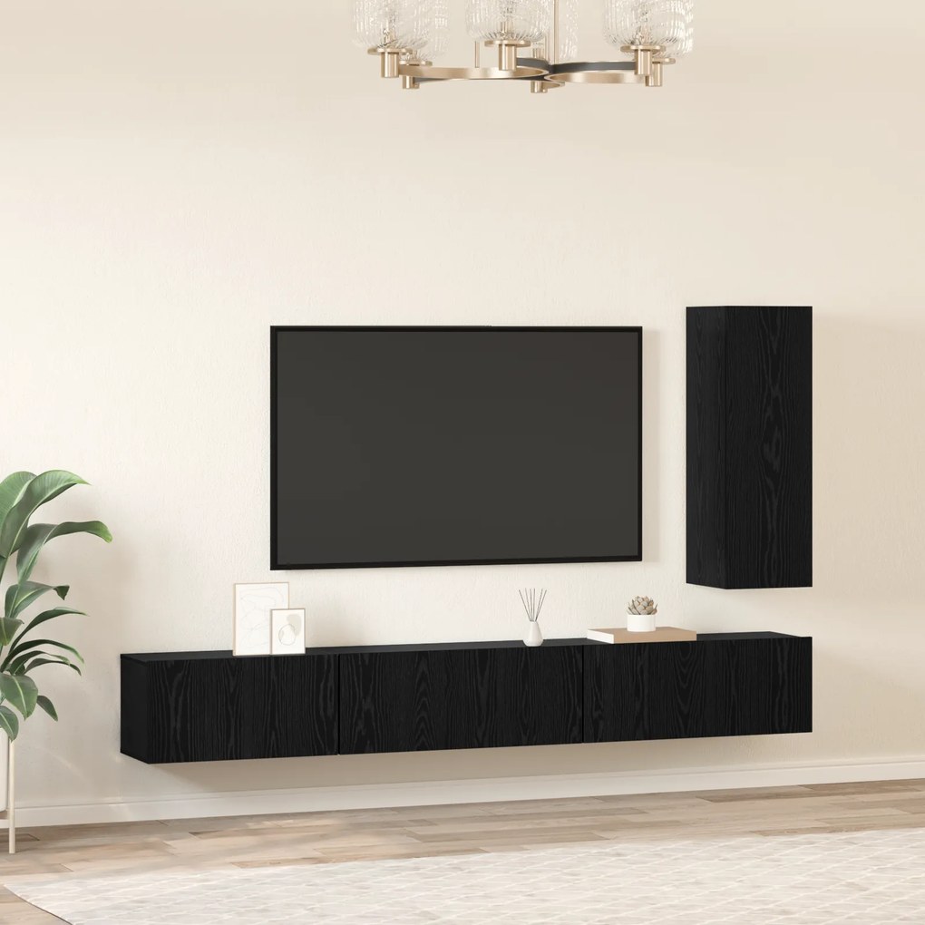 vidaXL Σετ επίπλου τηλεόρασης 4 pcs Μαύρη Δρυς 30.5 x 30 x 90 cm
