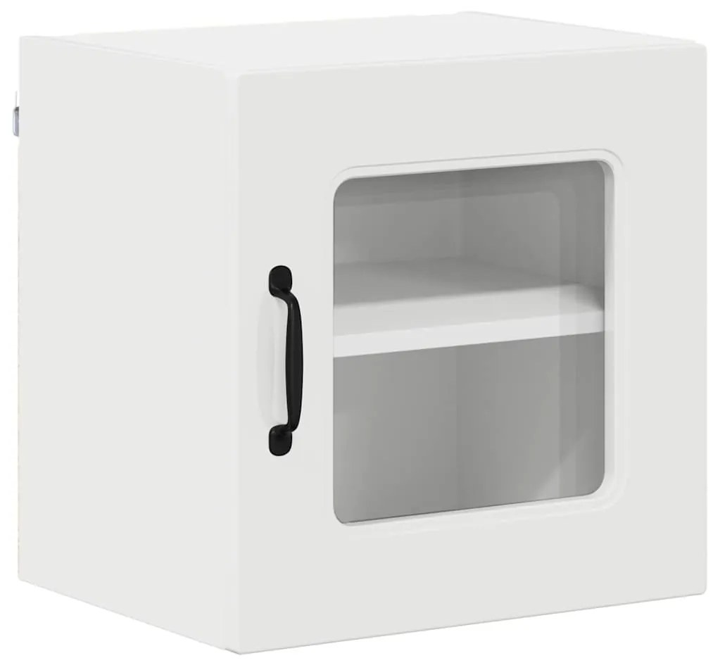 vidaXL Κρεμαστό ντουλάπι κουζίνας με ράφι 2 pcs Υψηλής γυαλάδας λευκό