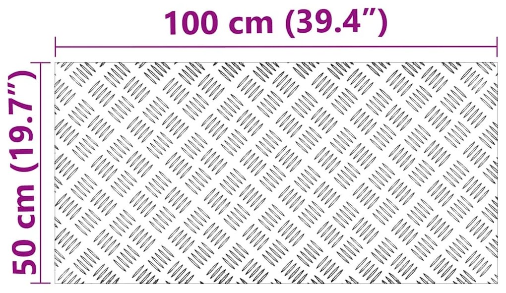 vidaXL Επιφάνειες Καρό 2 pcs Ασημί 100 x 50 cm Αλουμίνιο