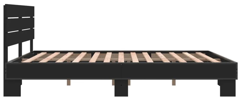 vidaXL Πλαίσιο Κρεβατιού Μαύρο 160 x 200 εκ. Επεξ. Ξύλο &amp; Μέταλλο